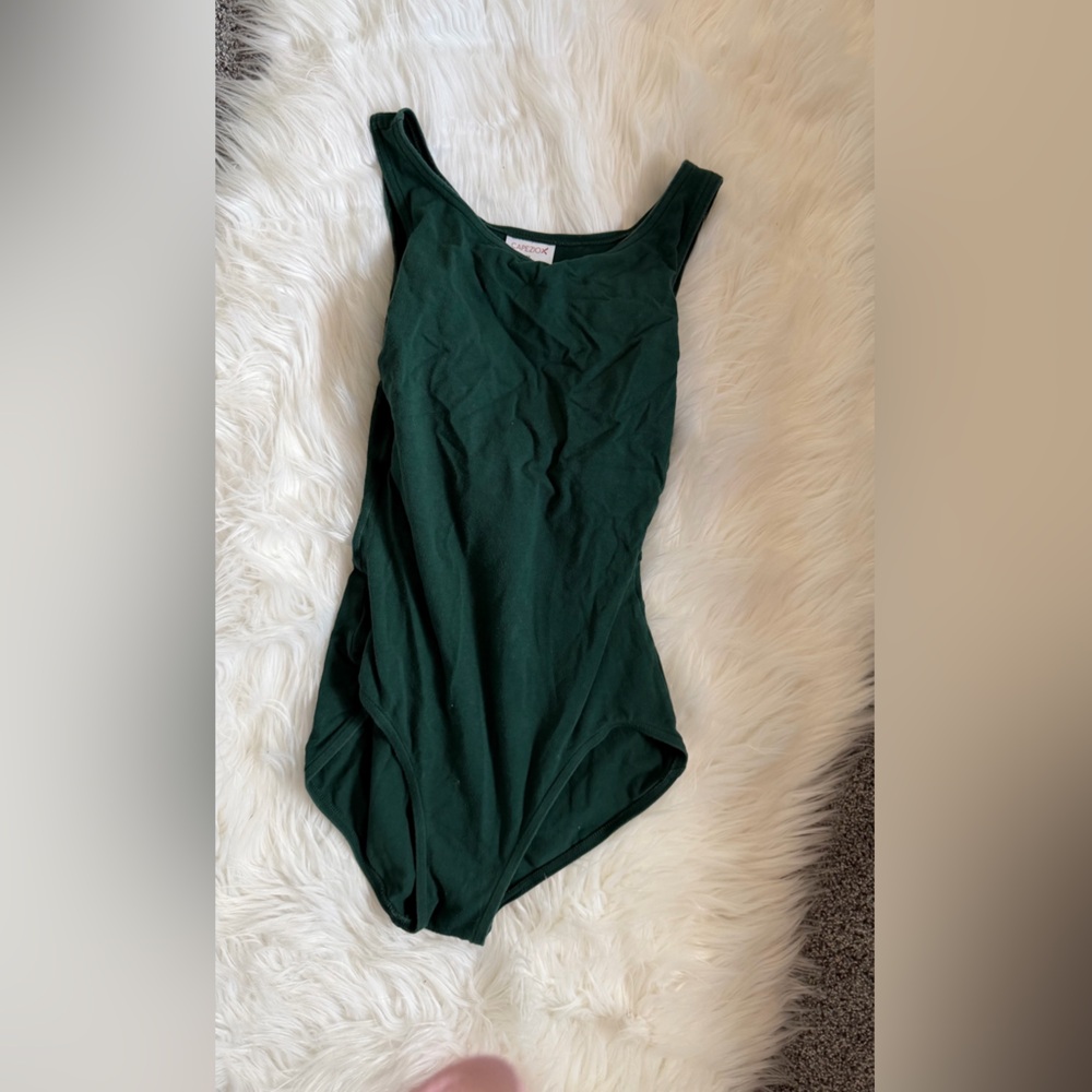 Capezio Dark Green One-Shoulder Bodysuit